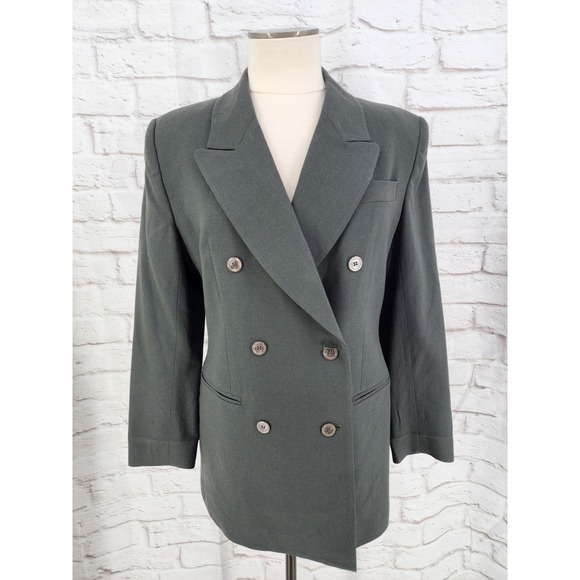 Laura Leigh Jackets & Blazers - Vintage Wool Blazer Womens Size 8 Green Academia Steampunk Double Breasted Retro